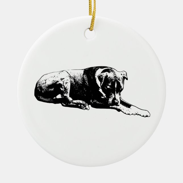 Graphic Laying Dog Ornament (Front)