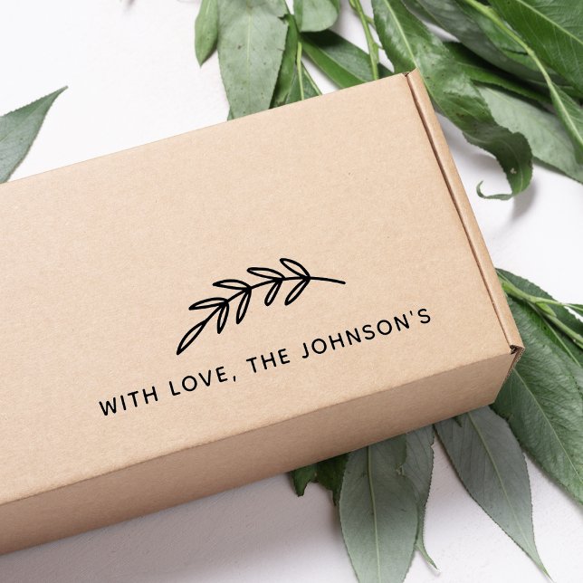 Graphic Leaves Branch With Love Family Name Rubber Stamp (Graphic Leaves Branch With Love Family Name Rubber Stamp)