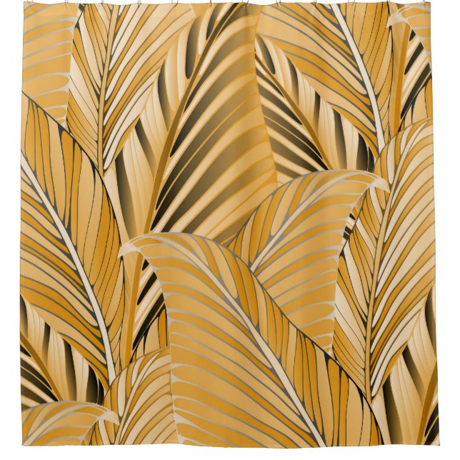graphic leaves exotic foliage seamless pattern in  shower curtain (Front)
