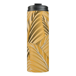 graphic leaves exotic foliage seamless pattern in thermal tumbler