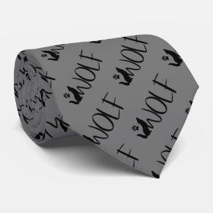 Graphic Logo of Howling Wolf Text   Tie