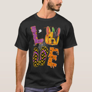 Graphic Love French Bulldog Halloween Pumpkin Dog T-Shirt