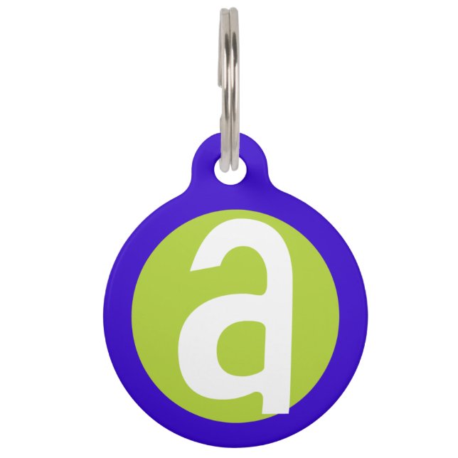Graphic Lowercase Letter A Custom Initial Pet Tag (Front)