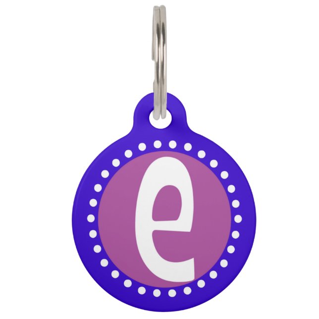Graphic Lowercase Letter E Custom Initial Pet Tag (Front)