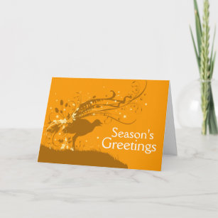 Graphic lyrebird golden hue Christmas card