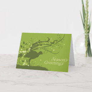 Graphic lyrebird green Christmas card