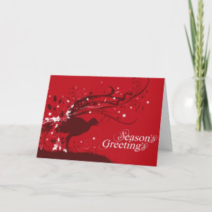 Graphic lyrebird red Christmas card
