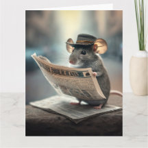 Graphic map of a mouse reading the newspaper