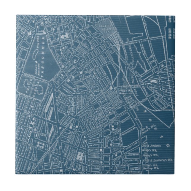 Graphic Map of Boston Ceramic Tile (Front)