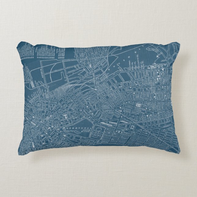 Graphic Map of Boston Decorative Cushion (Front)