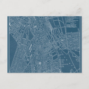 Graphic Map of Boston Postcard