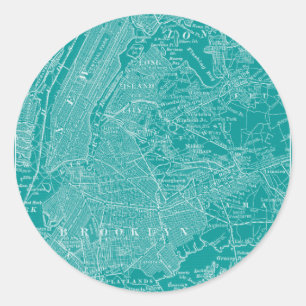 Graphic Map of New York Classic Round Sticker