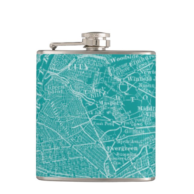 Graphic Map of New York Hip Flask (Front)