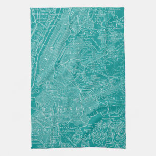 Graphic Map of New York Tea Towel
