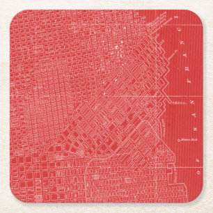 Graphic Map of San Francisco Square Paper Coaster
