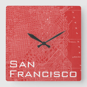 Graphic Map of San Francisco Square Wall Clock