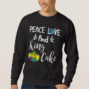 Graphic Mardi Gras Carnival Peace Love And King Ca Sweatshirt