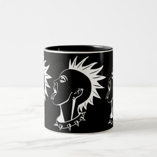 GRAPHIC MODERN FEMALE PUNK ILLUSTRATION Two-Tone COFFEE MUG