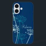 Graphic modern flower chervil name ipad case<br><div class="desc">Cute contemporary floral ipad case in pretty blue, aqua teal hues. Modern flower drawing in the style of cows parsley Anthriscus sylvestris, also known as wild chervil, wild beaked parsley, keck, or Queen Anne's lace. Customise with the name of your choice. Example reads Rebecca. Original design and drawing by Sarah...</div>