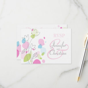 Graphic modern flower petals formal wedding RSVP Card