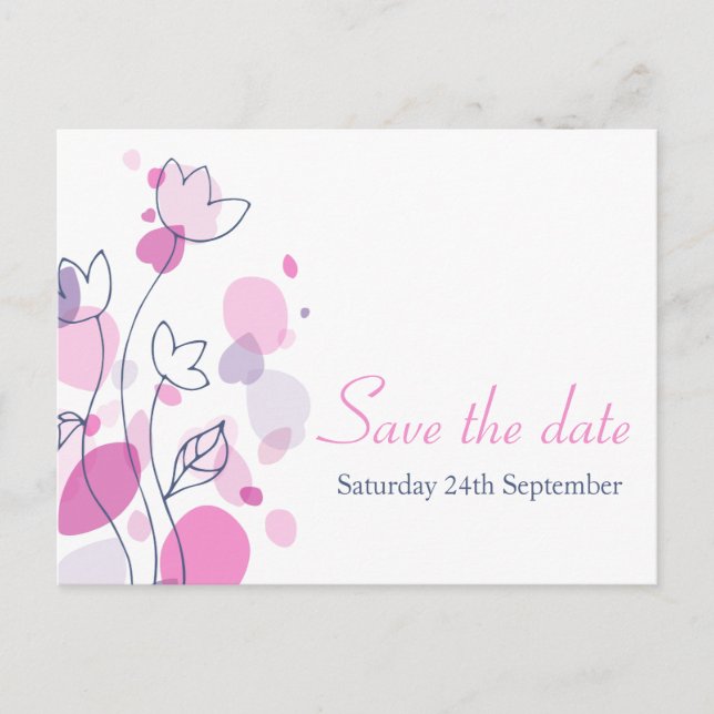 Graphic modern flower petals save the date card (Front)