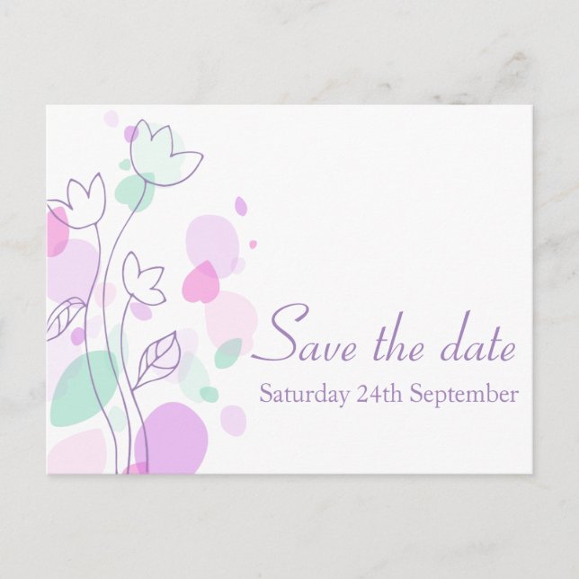 Graphic modern flower petals save the date card (Front)