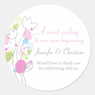 Graphic modern flower petals wedding candy sticker