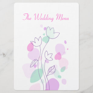 Graphic modern flower petals wedding dinner menu