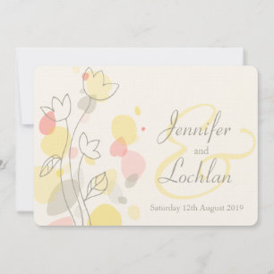 Graphic modern flower petals wedding invite