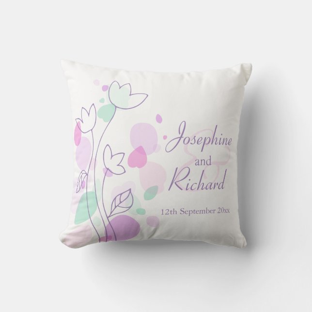 Graphic modern flower petals wedding pillow (Front)