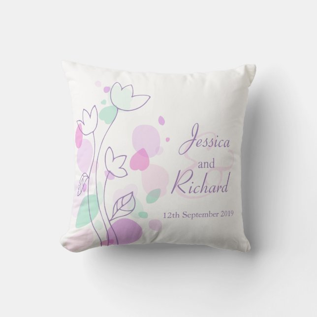 Graphic modern flower petals wedding pillow (Front)