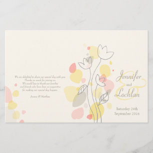 Graphic modern flower petals Wedding Programme