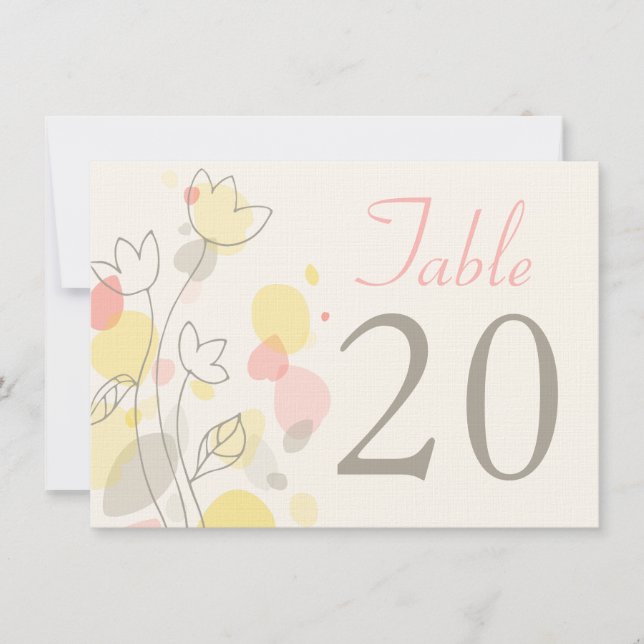Graphic modern flower petals wedding table numbers (Front)