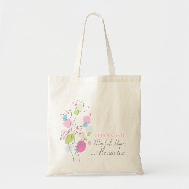 Graphic modern flower wedding maid of honour bag (Front)