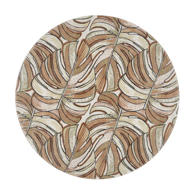 Graphic Monstera Leaves Tropical Design Cutting Board (Front)