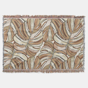 Graphic Monstera Leaves Tropical Design Throw Blanket
