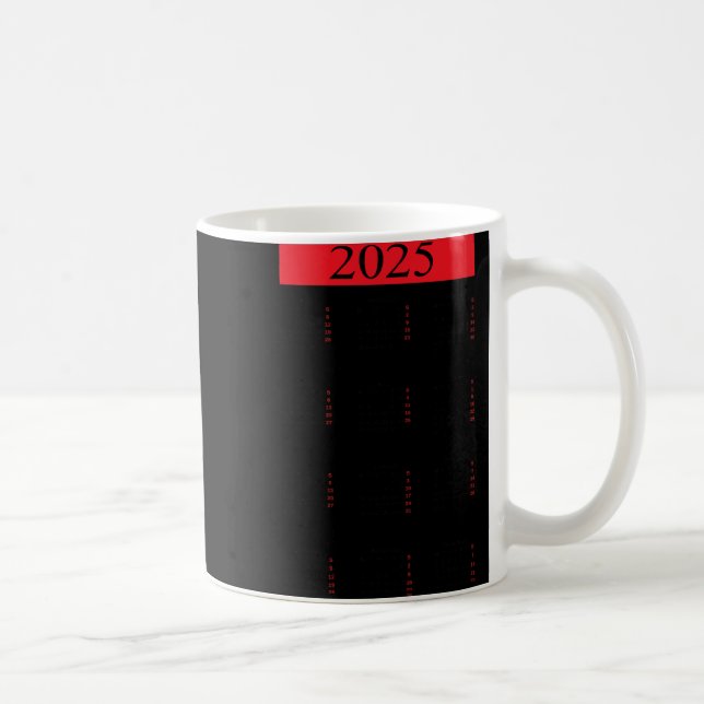 Graphic New Year 2025 Calendar With Holidays In Re Coffee Mug (Right)
