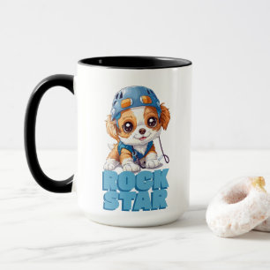 GRAPHIC OF CUTE DOG WITH ROCK STAR TEXT MUG