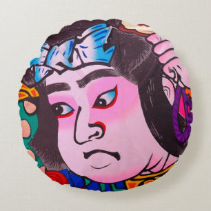 Graphic on Japanese Traditional Kiteart,kite,samur Round Cushion