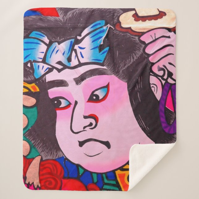 Graphic on Japanese Traditional Kiteart,kite,samur Sherpa Blanket (Front)