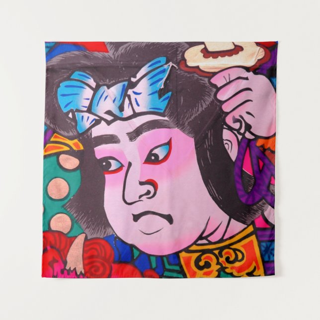 Graphic on Japanese Traditional Kiteart,kite,samur Tapestry (Front)