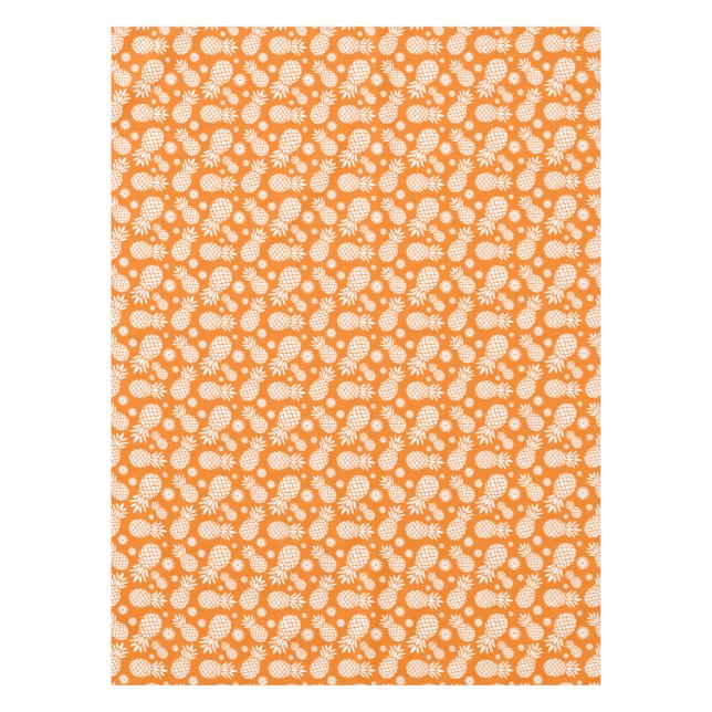 Graphic orange white pineapple flowers tablecloth (Front)