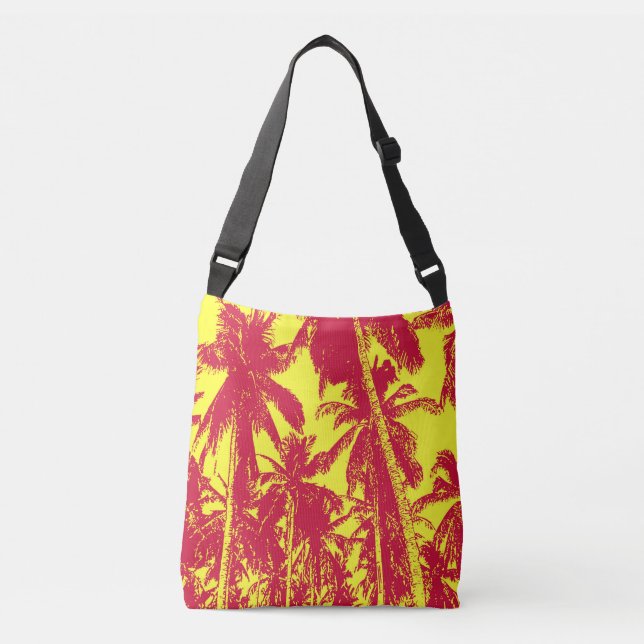 Graphic Palm Trees Design Crossbody Bag (Front)