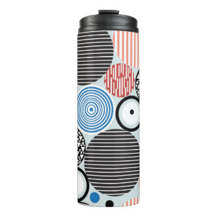 graphic pattern of multicolored circles of differe thermal tumbler