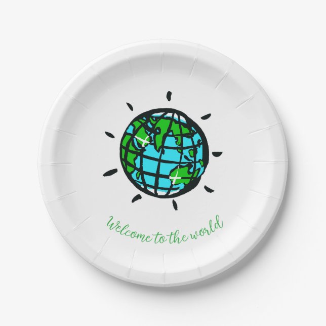 Graphic Planet Earth -  Baby shower- Party  Paper Plate (Front)