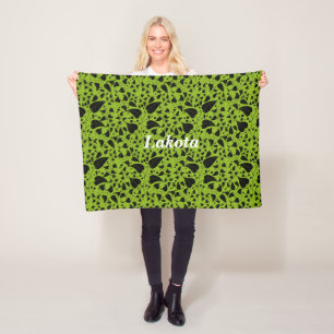 Graphic plant green black vines fleece blanket