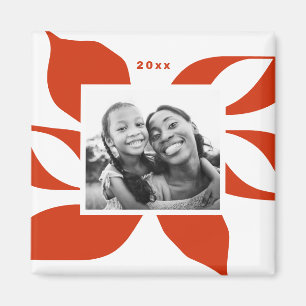 Graphic Poinsettia Holiday Photo Magnet