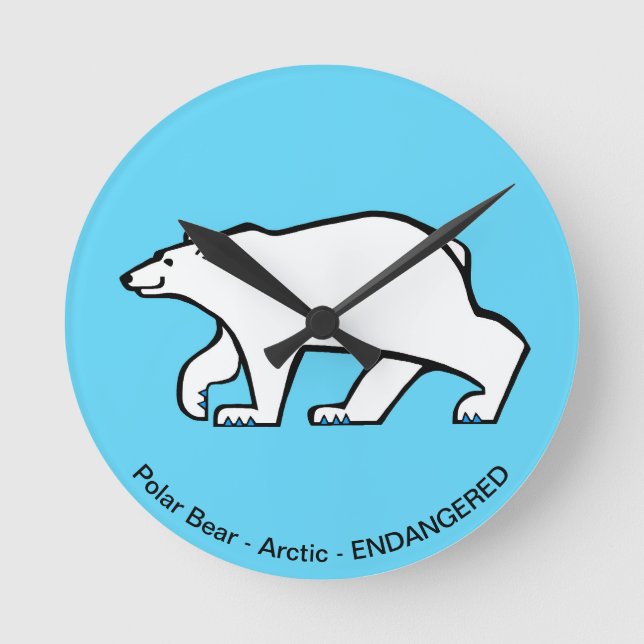 Graphic Polar BEAR-Arctic wildlife - Ice blue Round Clock (Front)