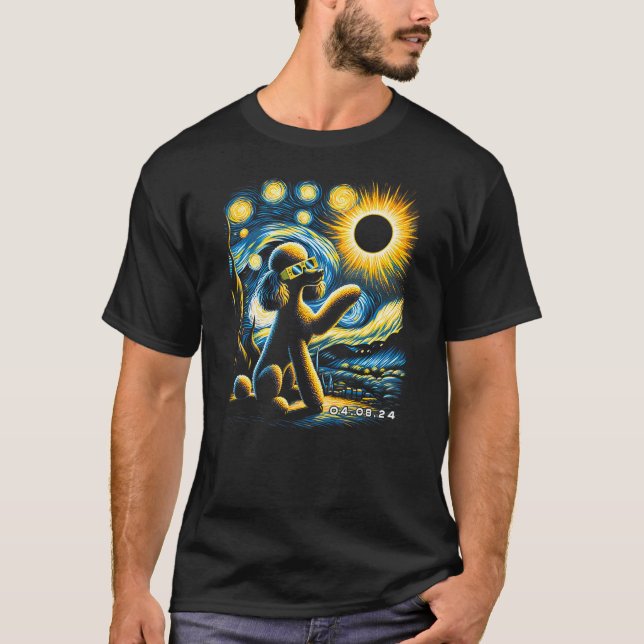 Graphic Poodle Solar Eclipse Painting Art Animal B T-Shirt (Front)