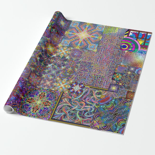 Graphic Psychedelia Wrapping Paper (Unrolled)
